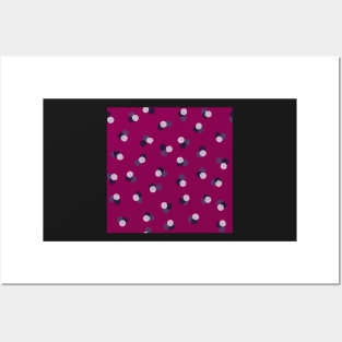 Polka dots in raspberry pink, periwinkle blue and translucent white Posters and Art